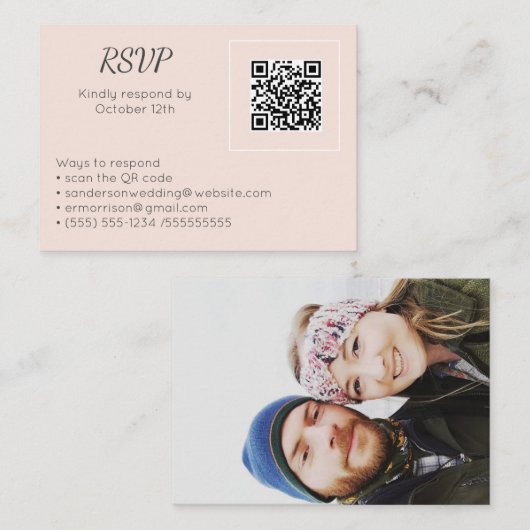 Bindroze RSVP Online QR Code Foto Informatiekaartje (Voorkant / Achterkant)