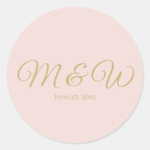 Bindroze script monogram bekeerlingen voor weduwen ronde sticker