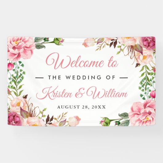 Bindroze Waterverf Spandoek (Horizontaal)