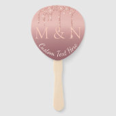 Bindtekst Roos Gold Blush Glitter Hand Fan Handwaaier (Voorkant)