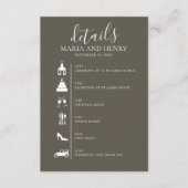 Bindtijdlijn Bruine grijze QR-code RSVP Informatiekaartje (Voorkant)