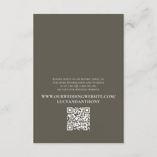 Bindtijdlijn Bruine grijze QR-code RSVP Informatiekaartje (Achterkant)