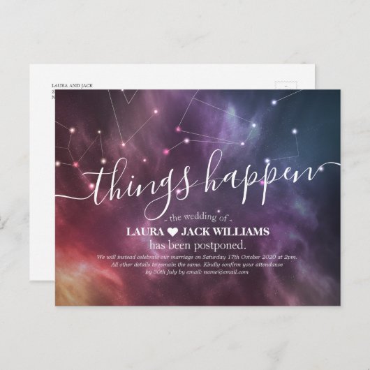 Binduitstel Er gebeurt een galaxy Nebula Aankondigingskaart (Voorkant / Achterkant)