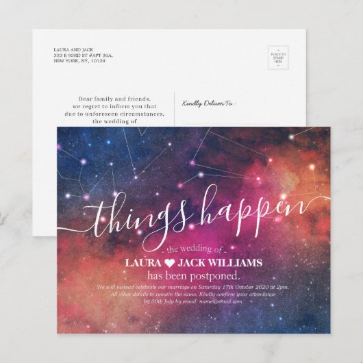 Binduitstel Er gebeurt een galaxy Nebula Aankondigingskaart (Voorkant / Achterkant)