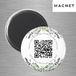 Bindwebsite QR code details rsvp lavender Magneet<br><div class="desc">Voeg je URL toe voor je trouwwebsite. Voor informatie,  details,  online rsvp. Een witte achtergrond versierd met lavendere bloemen en eucalyptusgroen.</div>