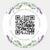 Bindwebsite QR code details rsvp lavender Ronde Sticker (Voorkant)