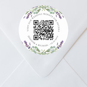 Bindwebsite QR code details rsvp lavender Ronde Sticker