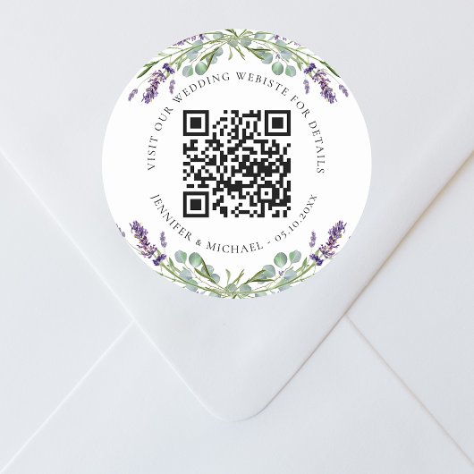 Bindwebsite QR code details rsvp lavender Ronde Sticker