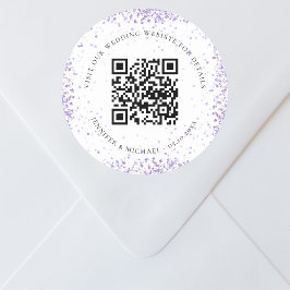 Bindwebsite QR code details rsvp violet white Ronde Sticker