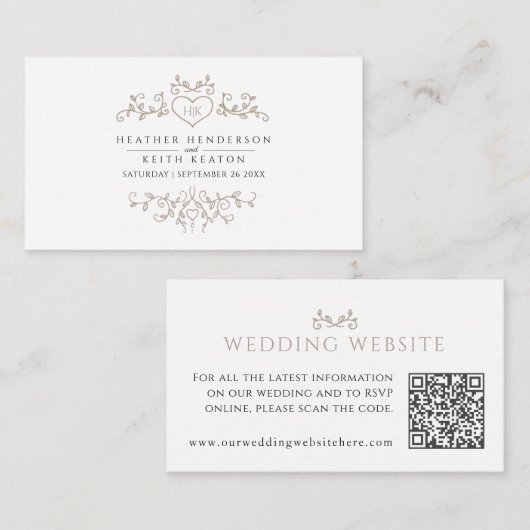 Bindwebsite QR code hartreleaf monogram Enclos Informatiekaartje (Voorkant / Achterkant)