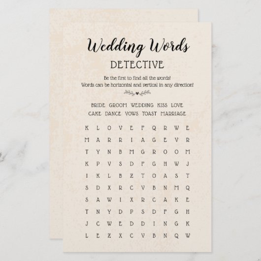 Bindwoorden Zoeklijstspel Kalligrafie Rustisch (Voorkant / Achterkant)
