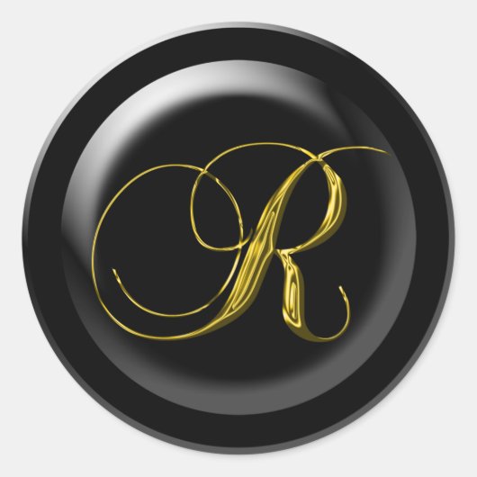 Bindzegels in Gold Letter R Ronde Sticker (Voorkant)