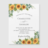 Bindzonnebloemen eucalyptus luxe boho magnetische uitnodiging (Voorkant)