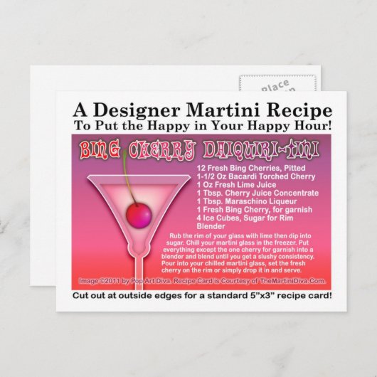 Bing Cherry Daiquiri Martini Recipe Briefkaart (Voorkant / Achterkant)