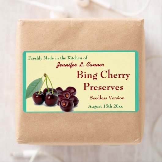 Bing Cherry Jam or Preservation II Inblikken Jar Etiket (Insitu)