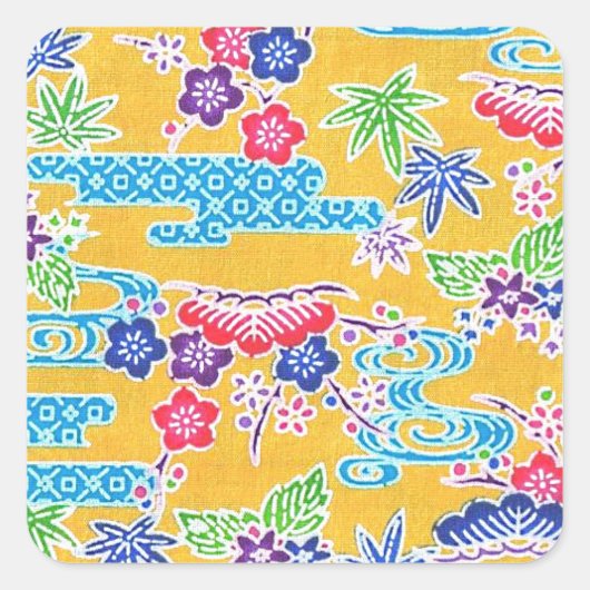 Bingata Gold Vierkante Sticker (Voorkant)