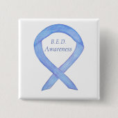 Binge Eetstoornis (BED) Bewustwording Koolstofpinn Vierkante Button 5,1 Cm (Voorkant)