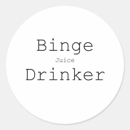 Binge Juice Drinker Zwart Blauw Rood Ronde Sticker (Voorkant)