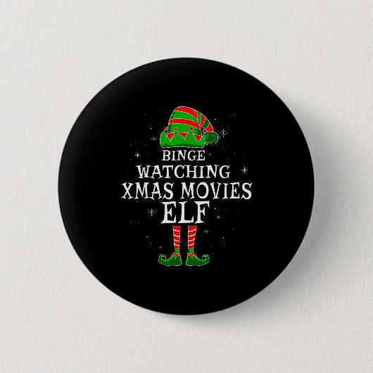 Binge Watching Xmas Movies Elf Matching Family Chr Ronde Button 5,7 Cm (Voorkant)