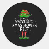 Binge Watching Xmas Movies Elf Matching Family Chr Ronde Sticker (Voorkant)