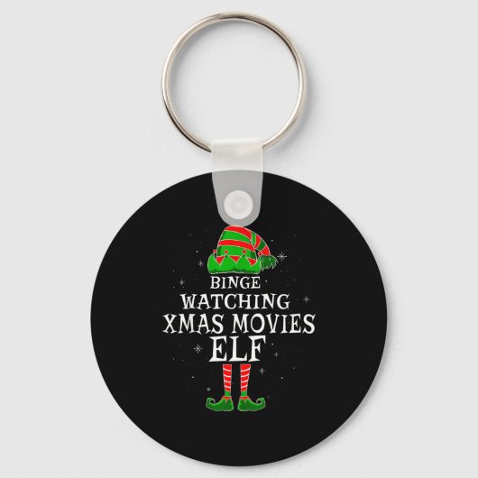 Binge Watching Xmas Movies Elf Matching Family Chr Sleutelhanger (Voorkant)