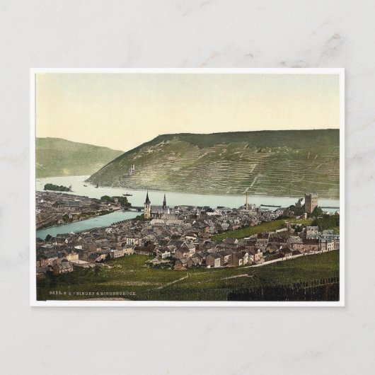Bingen en de brug, de Rijn, Duitsland, zeldzame Ph Briefkaart (Voorkant)