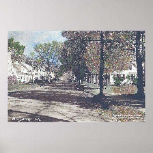 Bingham, Maine - Herfst Scene op Main Street Poster (Voorkant)