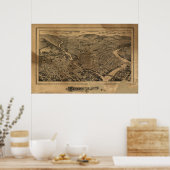 Binghamton New York 1882 Antiek Panorama Poster (Keuken)