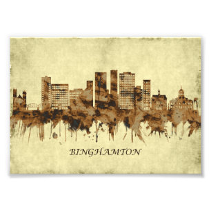 Binghamton New York Cityscape Foto Afdruk