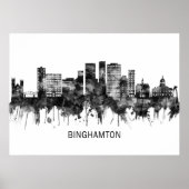 Binghamton New York Skyline BW Poster (Voorkant)