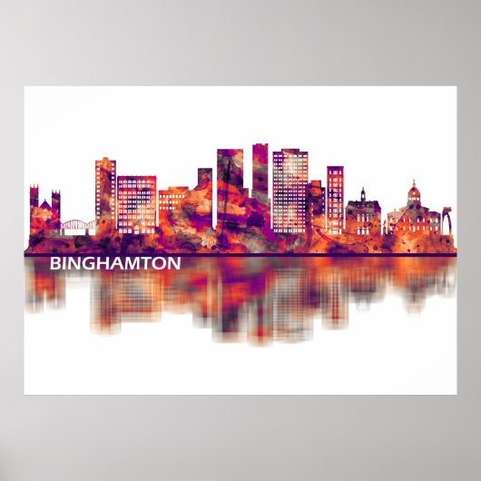 Binghamton New York Skyline Poster (Voorkant)