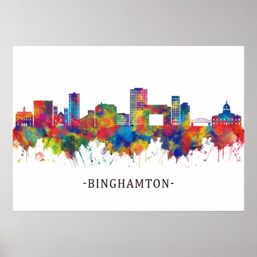 Binghamton New York Skyline Poster (Voorkant)