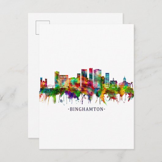 Binghamton New York Skyline Uitnodiging Briefkaart (Voorkant / Achterkant)