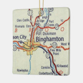 Binghamton NY 50's Map Keramisch Ornament (Links)