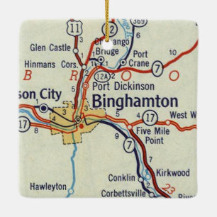 Binghamton NY 50's Map Keramisch Ornament