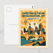 Binghamton NY De Salon Stad Retro Briefkaart (Voorkant / Achterkant)