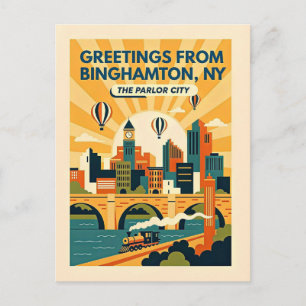 Binghamton NY De Salon Stad Retro Briefkaart