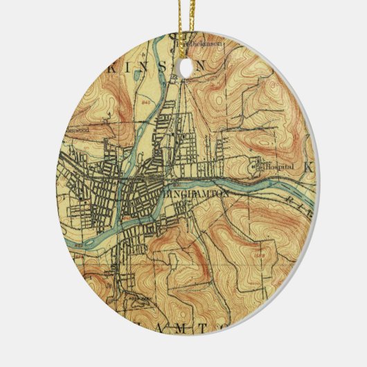 Binghamton NY  kaart Keramisch Ornament (Links)