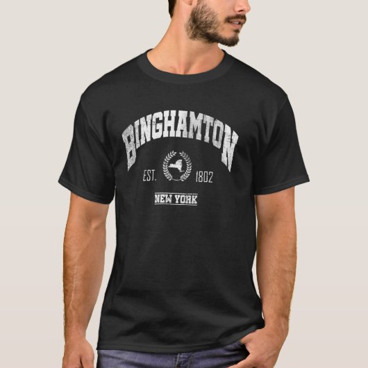 Binghamton NY New York Throwback T-shirt (Voorkant)
