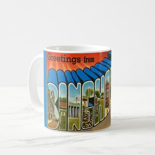 Binghamton NY Vintage Ansichtkaart Mok (Voorkant links)