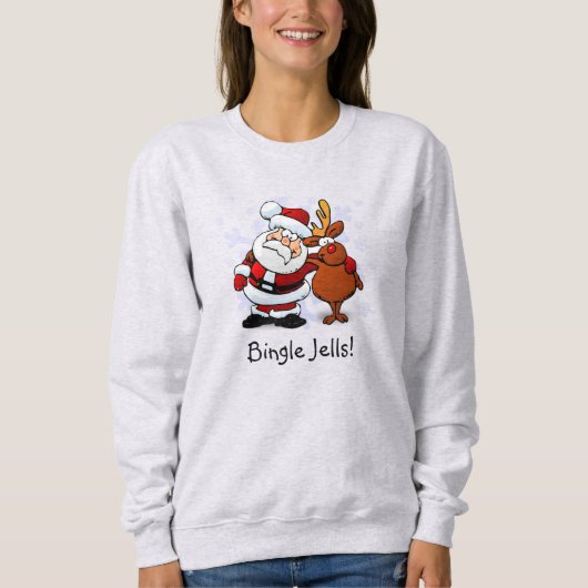 Bingle Jells Santa & Rudolph Holiday Sweatshirt (Voorkant)