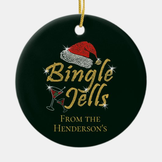 Bingle Jells Tipsy Kerstmis Keramisch Ornament (Voorkant)