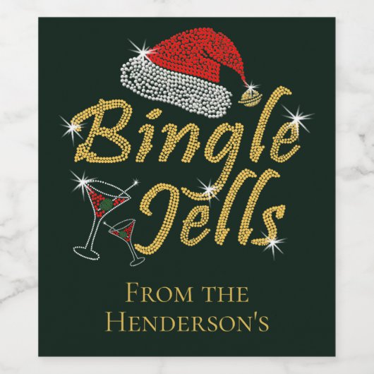 Bingle Jells Tipsy Kerstmis Wijn Etiket (Enkel label)