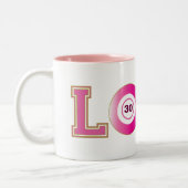 Bingo 30e verjaardag plezier tweekleurige koffiemok (Links)