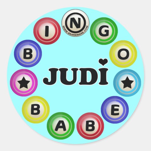 Bingo Babe Judi Ronde Sticker (Voorkant)