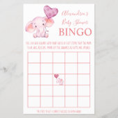 Bingo Baby Elephant Baby shower Game Kaart (Voorkant)