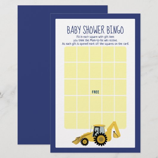 Bingo Baby shower Bingo (Voorkant / Achterkant)