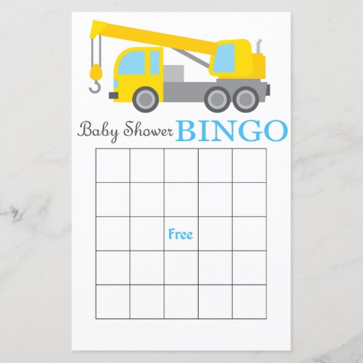 Bingo baby shower bouwkraan (Voorkant)