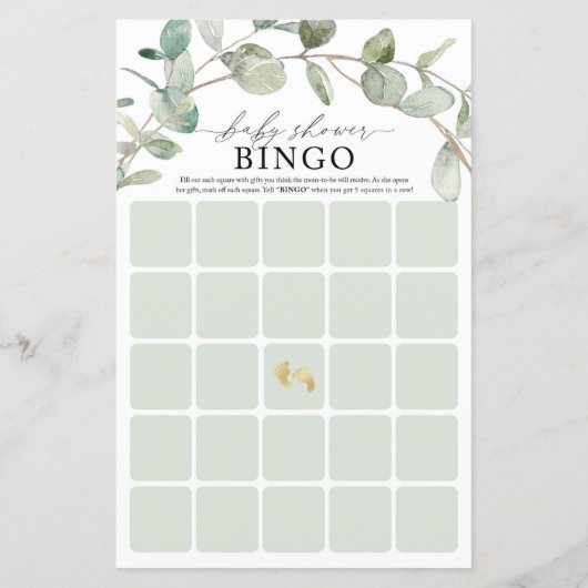 Bingo Baby shower Game (Achterkant)