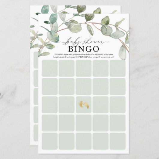 Bingo Baby shower Game (Voorkant / Achterkant)